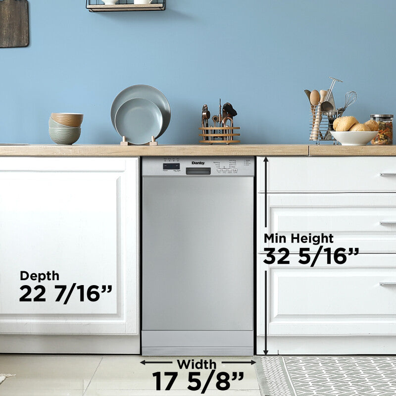 DANBY 18″ Wide Built-in Dishwasher - Stainless Steel (DDW18D1ESS)