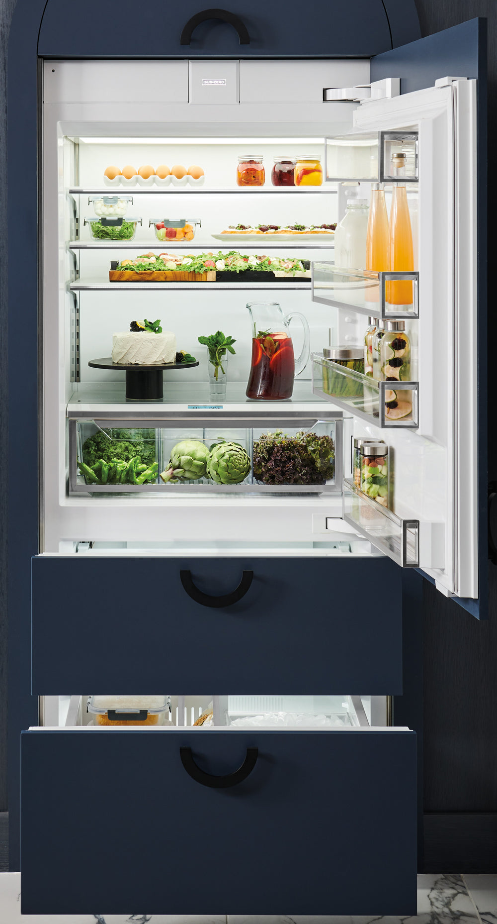Sub-Zero 36" Designer Over-and-Under Refrigerator/Freezer with Ice Maker - Right Hinge - Custom/Panel Ready (DET3650CIR)