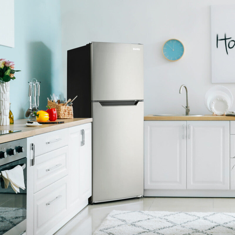DANBY 23.5-Inch Danby 10.1 cu. ft. Top Mount Apartment Size Fridge in Stainless Steel - (DFF101B1BSLDB)