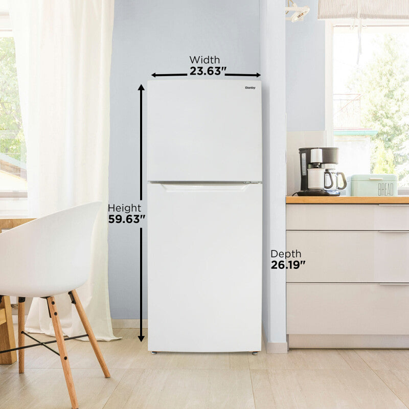 DANBY 23.7-Inch Danby 10.1 cu. ft. Top Mount Apartment Size Fridge in White - (DFF101B2WDB)