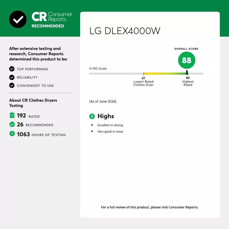 LG 7.4 cu. ft. Ultra Large Capacity Smart wi-fi Enabled Front Load Electric Dryer with TurboSteam™ and Built-In Intelligence - Smooth Black (DLEX4000B)