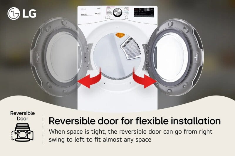 LG 7.4 cu. ft. Ultra Large Capacity Smart wi-fi Enabled Front Load Electric Dryer with TurboSteam™ and Built-In Intelligence - White (DLEX4200W)