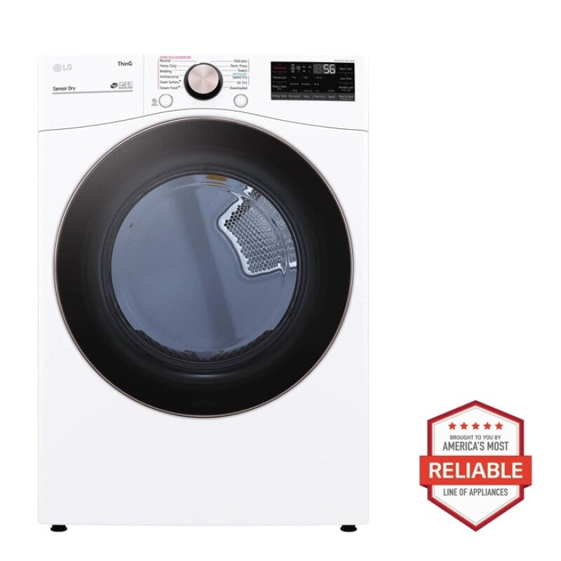 LG 7.4 cu. ft. Ultra Large Capacity Smart wi-fi Enabled Front Load Gas Dryer with TurboSteam™ and Built-In Intelligence - White (DLGX4001W)