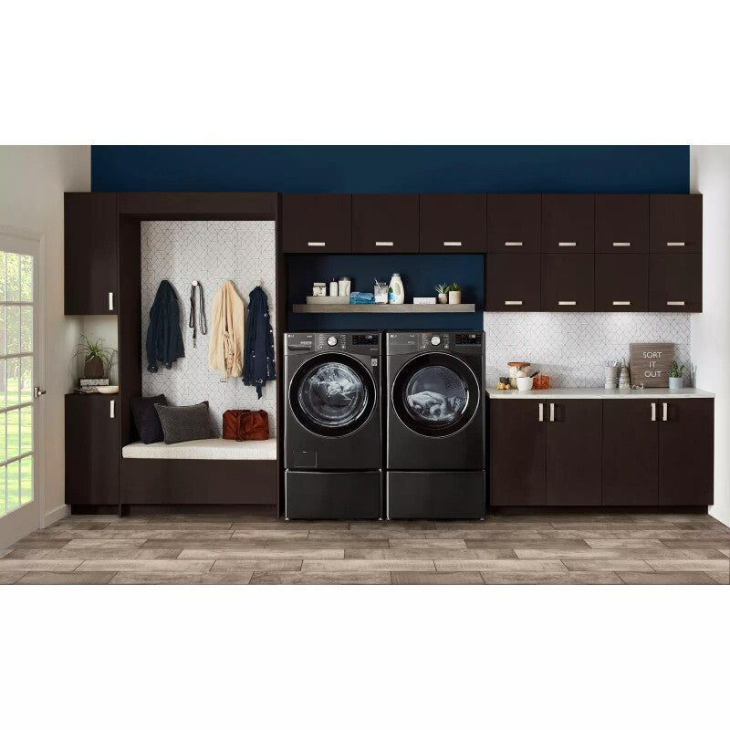 LG 7.4 cu. ft. Ultra Large Capacity Smart wi-fi Enabled Front Load Gas Dryer with TurboSteam™ and Built-In Intelligence - Black (DLGX4201B)