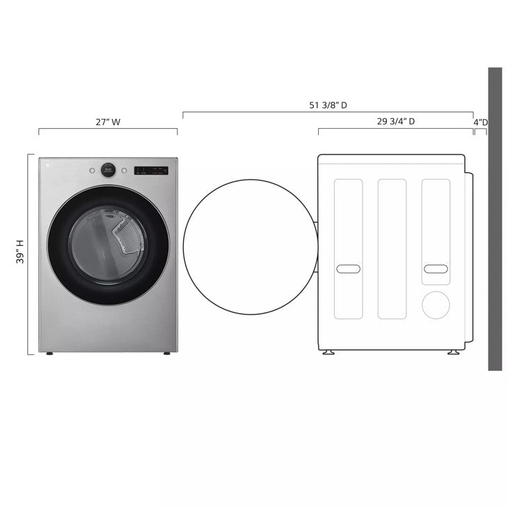 LG 7.4 Cu. Ft. Ultra Large Capacity Smart Front Load Gas Dryer With Sensor Dry & Steam Technology - Graphite Steel (DLGX5501V)