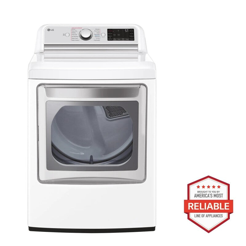 LG 7.3 cu. ft. Ultra Large Capacity Smart wi-fi Enabled Rear Control Gas Dryer with TurboSteam™ - White (DLGX7901WE)