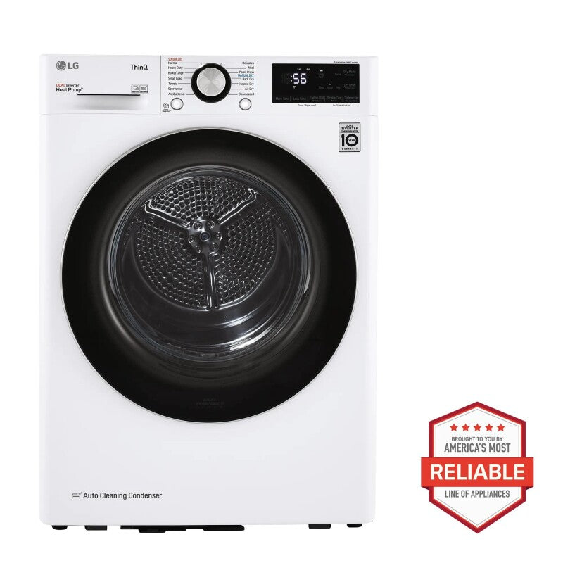 LG 4.2 cu.ft. Smart wi-fi Enabled Compact Front Load Dryer with Dual Inverter HeatPump™ Technology - White (DLHC1455W)