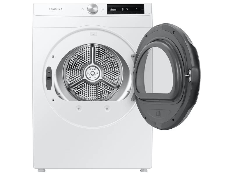 SAMSUNG 24 Inch Smart Electric Dryer with 4.0 Cu. Ft. Capacity, 15 Dry Cycles, 12 Dry Options, AI Smart Dial, Wi-Fi Connectivity, Sensor Dry, Lint Filter Indicator, Internal Drum Light, Reversible Door, and Stainless Steel Drum - White (DV25B6900EW)