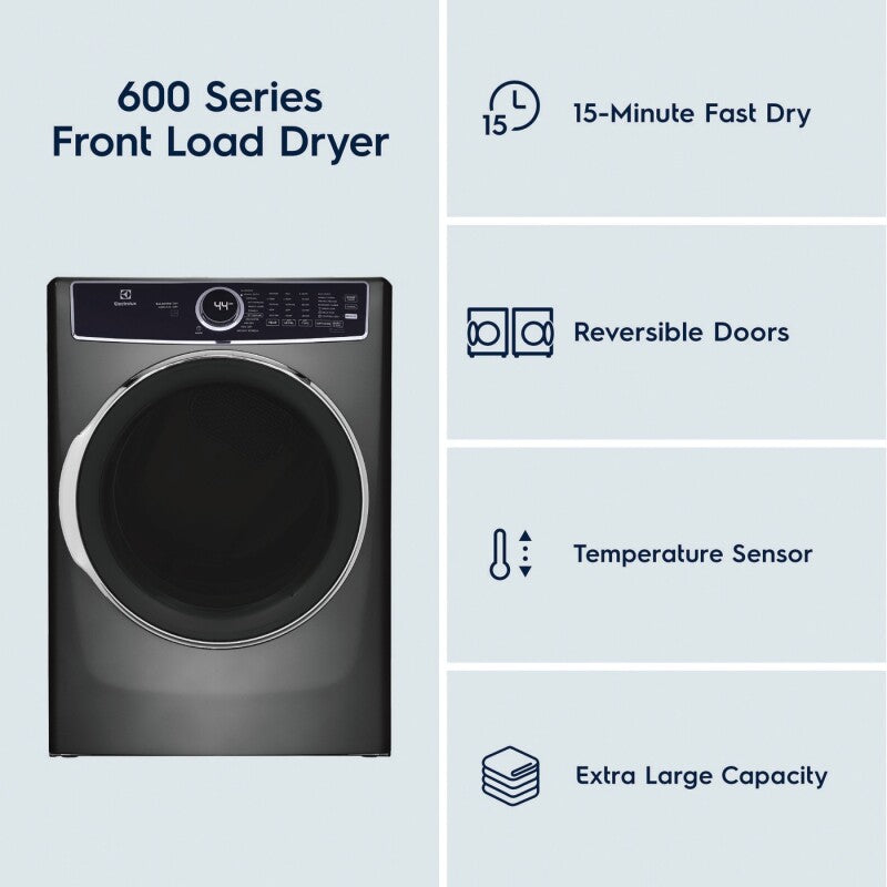 ELECTROLUX Front Load Perfect Steam Gas Dryer with LuxCare Dry and Instant Refresh ? 8.0 Cu. Ft. - Titanium (ELFG7637AT)