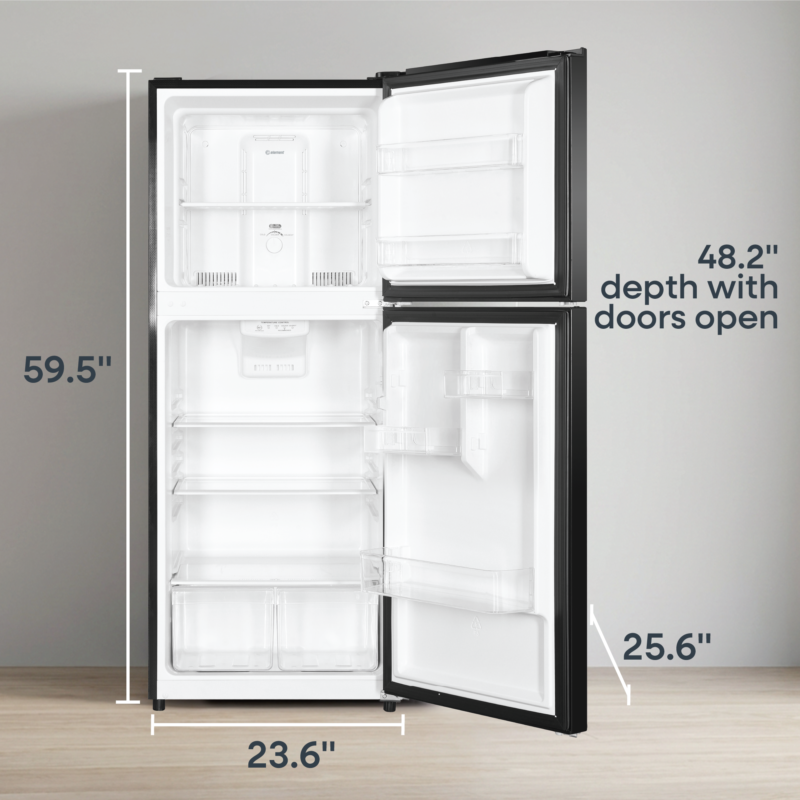 ELEMENT APPLIANCE 23.6-Inch 10.1 Cu. Ft. Top Freezer Refrigerator - Black (ENR10TFGBB)
