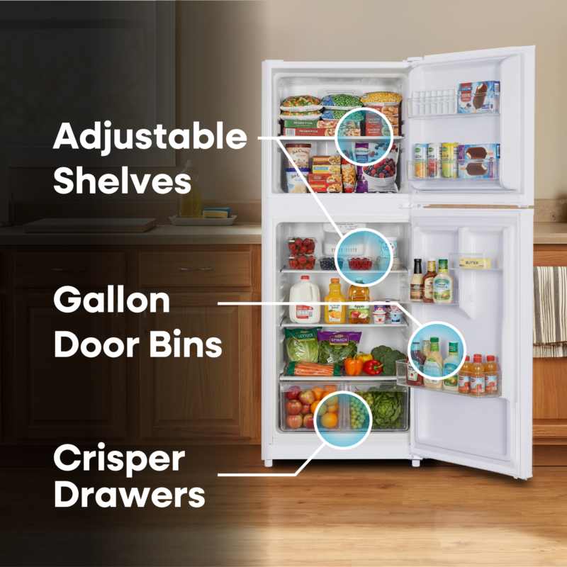 ELEMENT APPLIANCE 23.6-Inch 10.1 Cu. Ft. Top Freezer Refrigerator - White (ENR10TFGBW)
