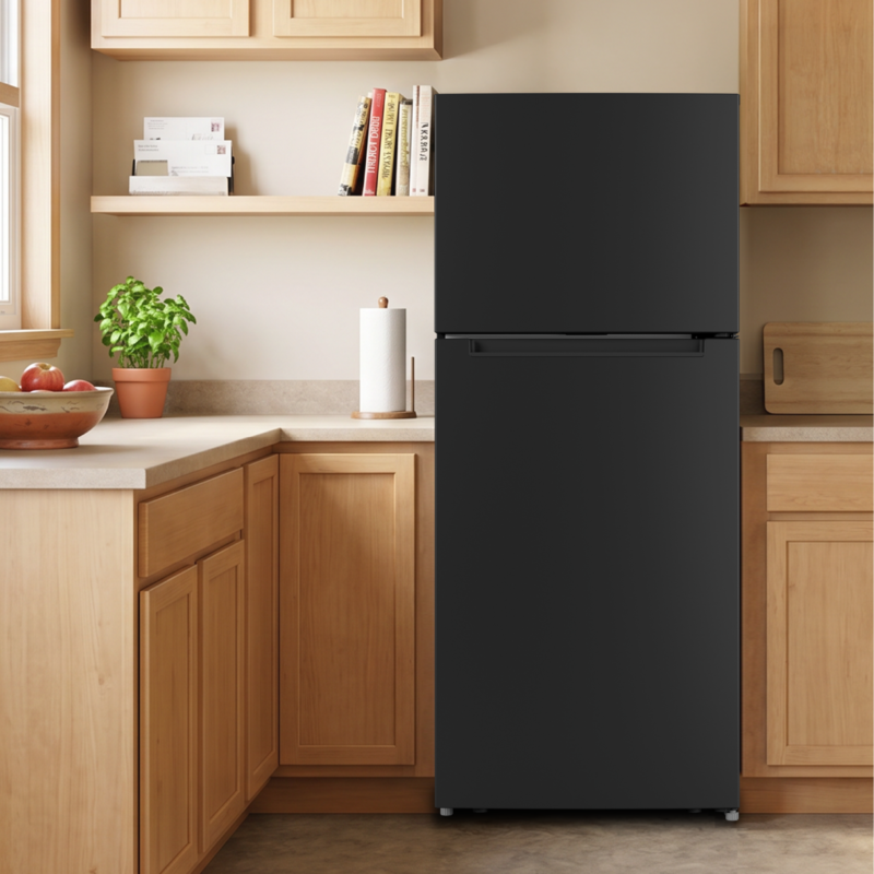 ELEMENT APPLIANCE 27.7-Inch 17.6 Cu. Ft. Top Freezer Refrigerator - Black (ENR18TFGCB)