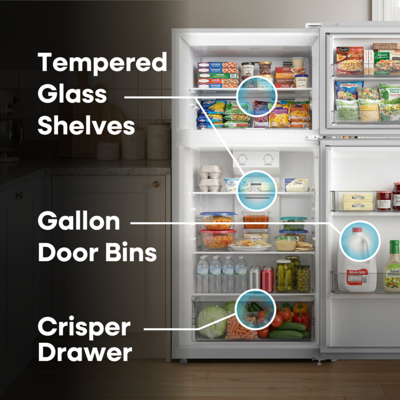 ELEMENT APPLIANCE 27.6-Inch 14.2 Cu. Ft. Top Freezer Refrigerator - White (ERT14CSCW)