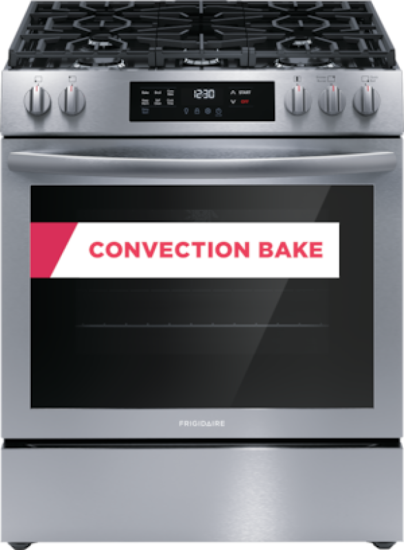 Frigidaire 30" Front Control Gas Range with Convection Bake - Stainless Steel (FCFG3083AS)