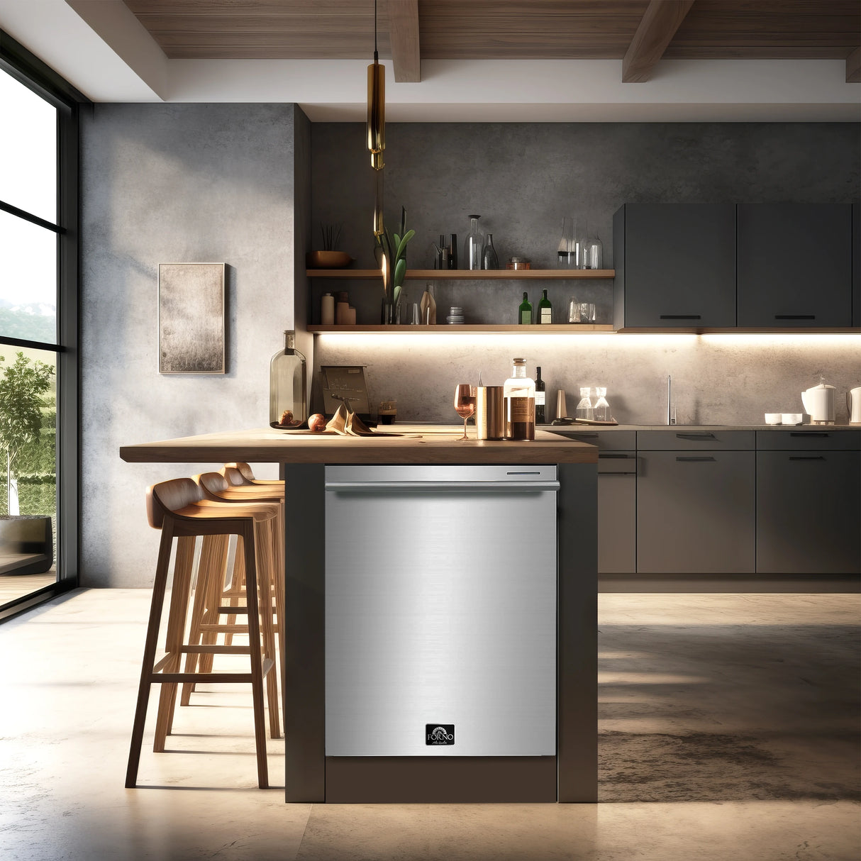 FORNO Pozzo 24-Inch Built-In Tall Tub Top Control Dishwasher, Stainless Steel, 49 dBA, ENERGY STAR Certified - Stainless Steel (FDWBI806724S)