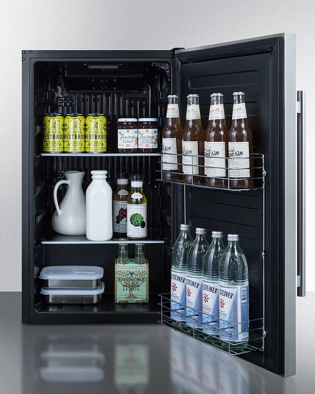 SUMMIT Shallow Depth Built-In All-Refrigerator, ADA Compliant - Stainless Steel/Black (FF195ADA)
