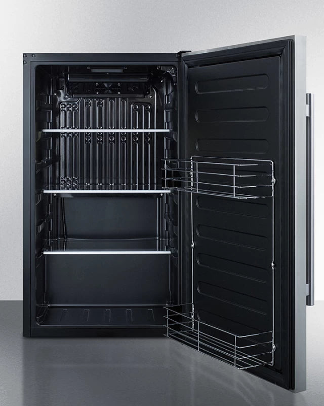 SUMMIT Shallow Depth Built-In All-Refrigerator, ADA Compliant - Stainless Steel/Black (FF195ADA)