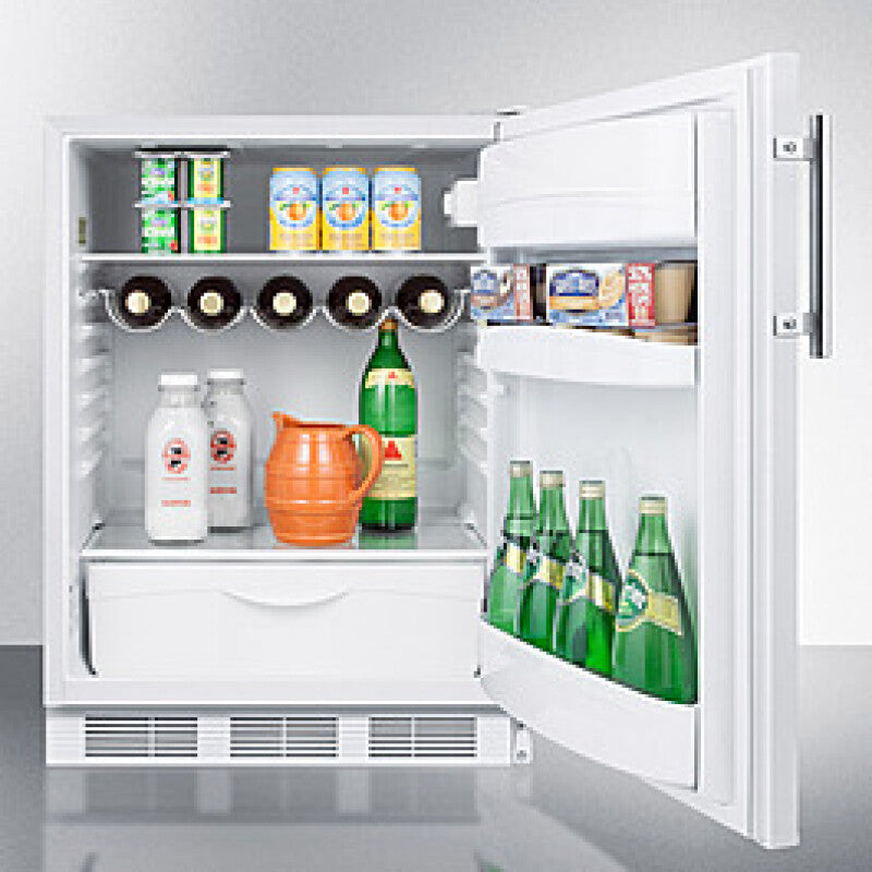 SUMMIT 24" Wide Built-In All-Refrigerator, ADA Compliant - White (FF61WBIADA)