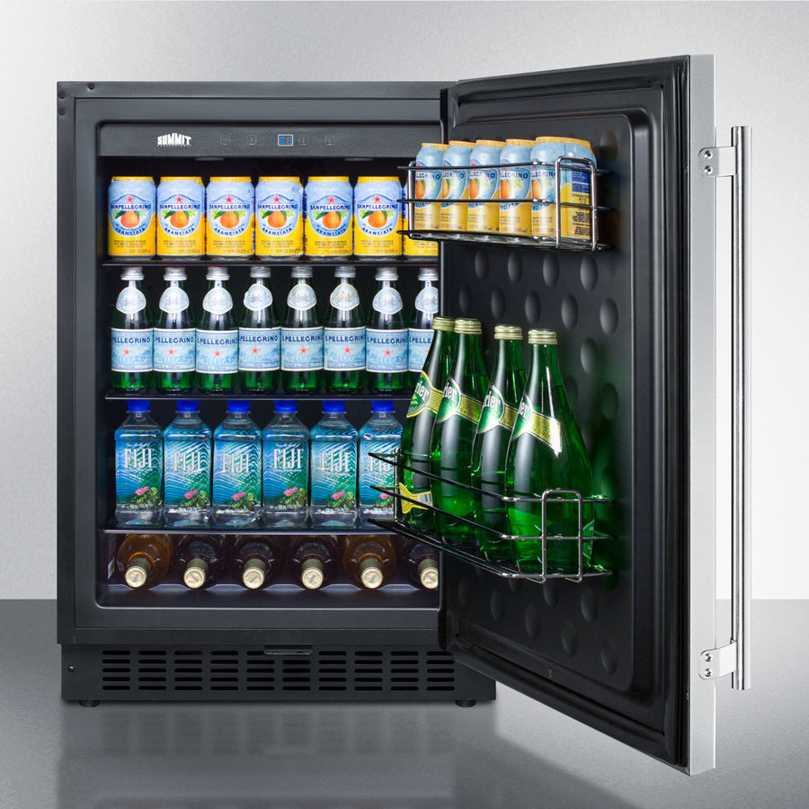 SUMMIT 24" Wide Built-In All-Refrigerator - Stainless Steel/Black (FF64BSS)