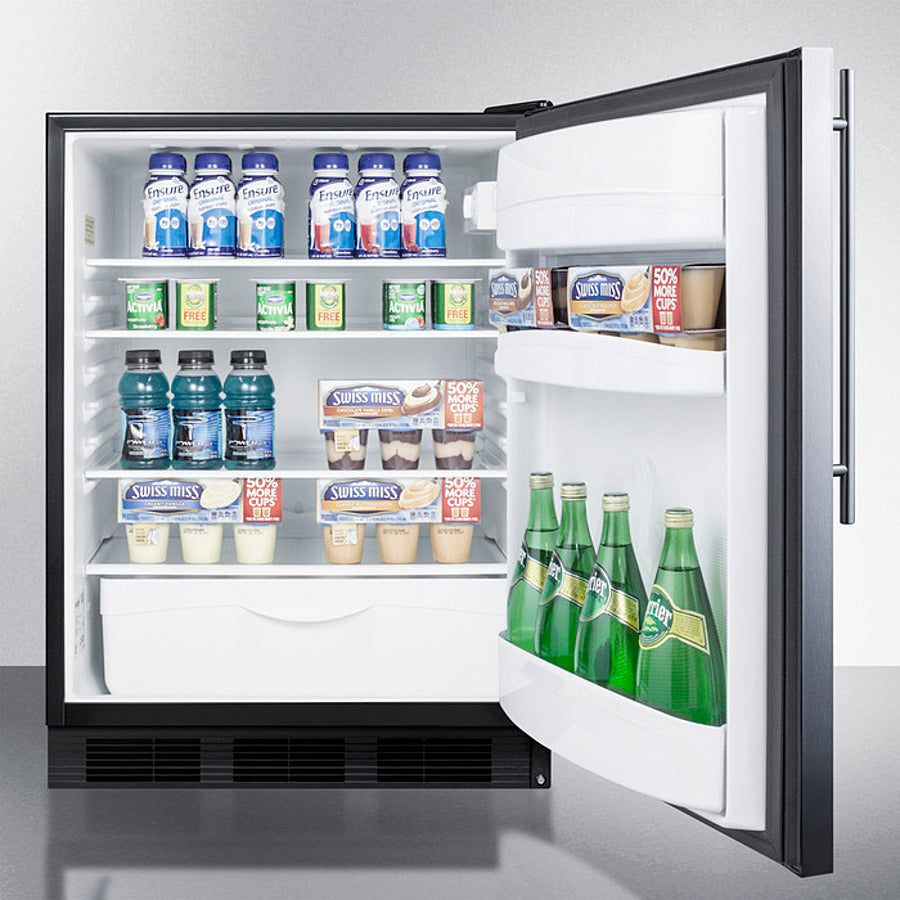 SUMMIT 24" Wide Built-In All-Refrigerator, ADA Compliant - Black (FF6BKBI7SSHVADA)
