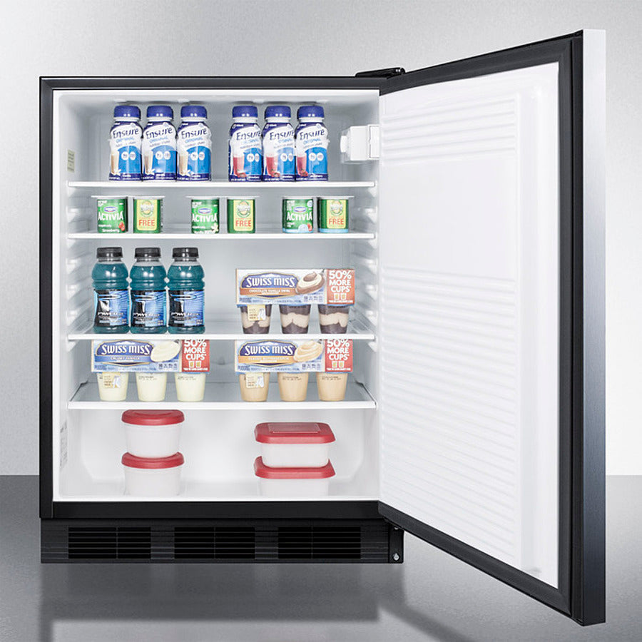 SUMMIT 24" Wide Built-In All-Refrigerator, ADA Compliant - Black (FF7BKBISSHHADA)