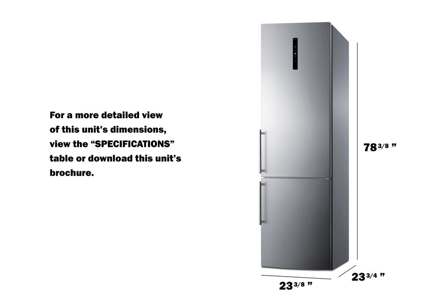 SUMMIT 24" Wide Bottom Freezer Refrigerator - Stainless Steel (FFBF181ES2)