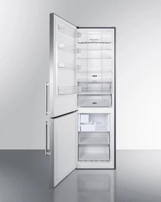 Summit 24" Wide Bottom Freezer Refrigerator With Icemaker - Stainless Steel (FFBF181ES2IMLHD)