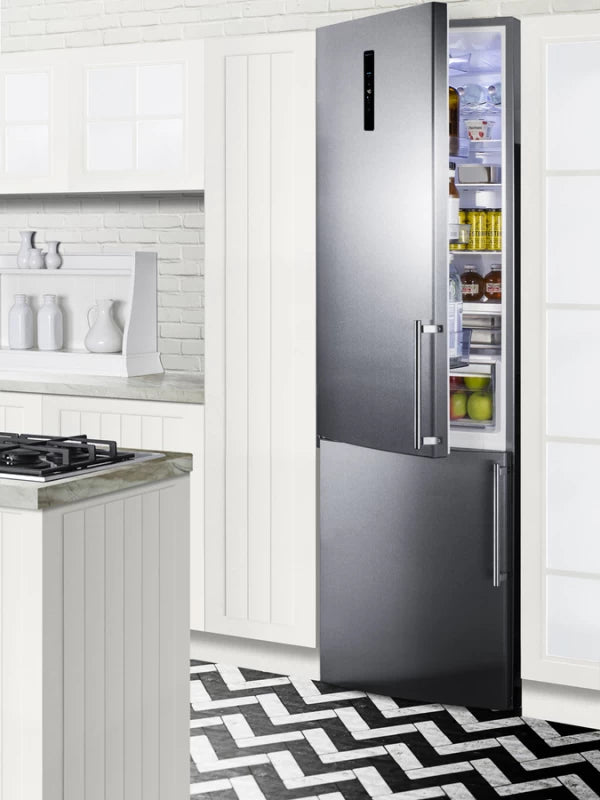 Summit 24" Wide Bottom Freezer Refrigerator With Icemaker - Stainless Steel (FFBF181ES2IMLHD)