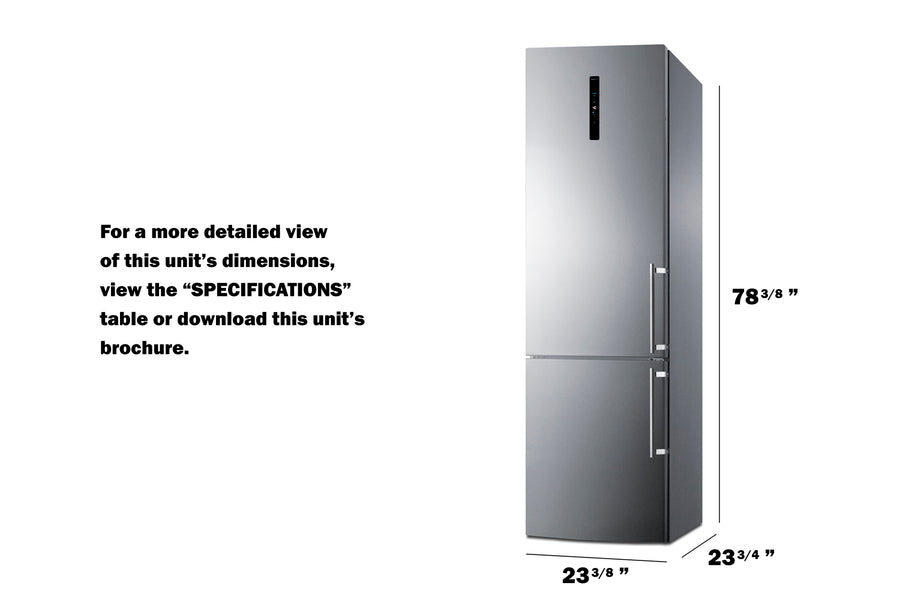 Summit 24" Wide Bottom Freezer Refrigerator - Stainless Steel (FFBF181ES2LHD)