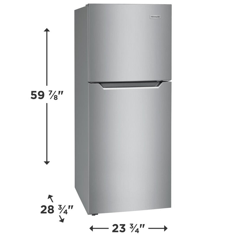FRIGIDAIRE 23.8-Inch 12 Cu. Ft. Garage Ready Top Freezer Apartment-Size Refrigerator - Fingerprint-Resistant Stainless Steel Look (FFET1222UV)