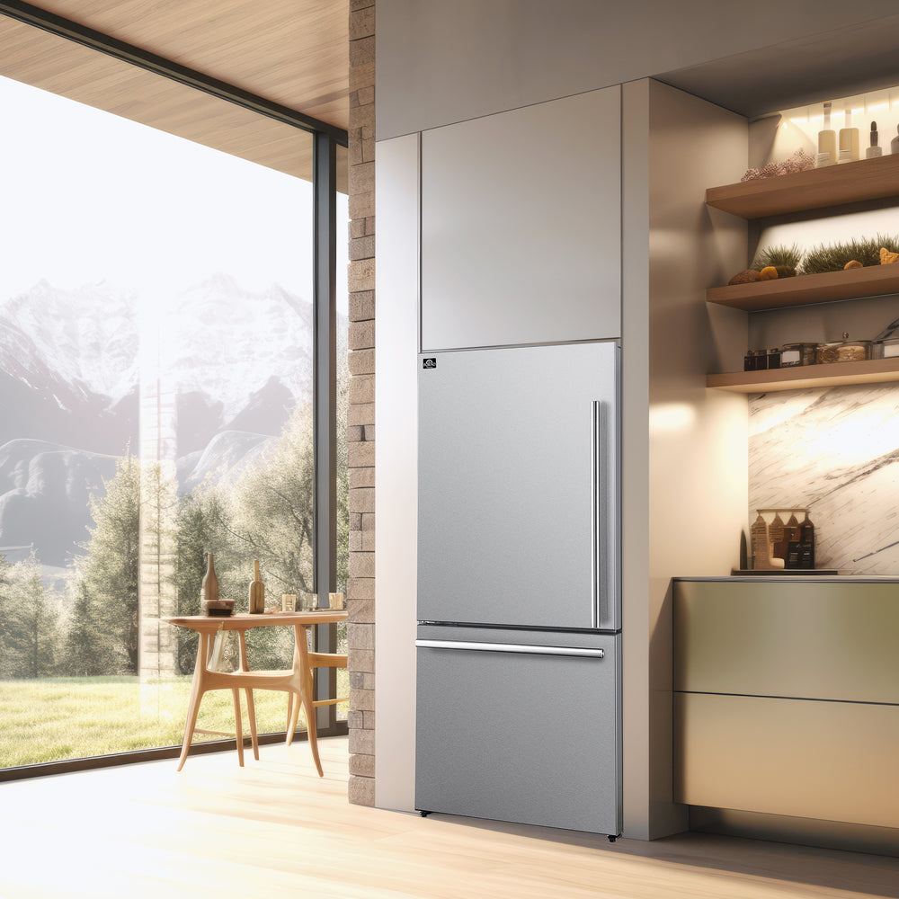 FORNO 31″ Milano Espresso Bottom Freezer Right Swing Door Refrigerator in , 17.2 cu. ft. - Stainless (FFFFD178531S)