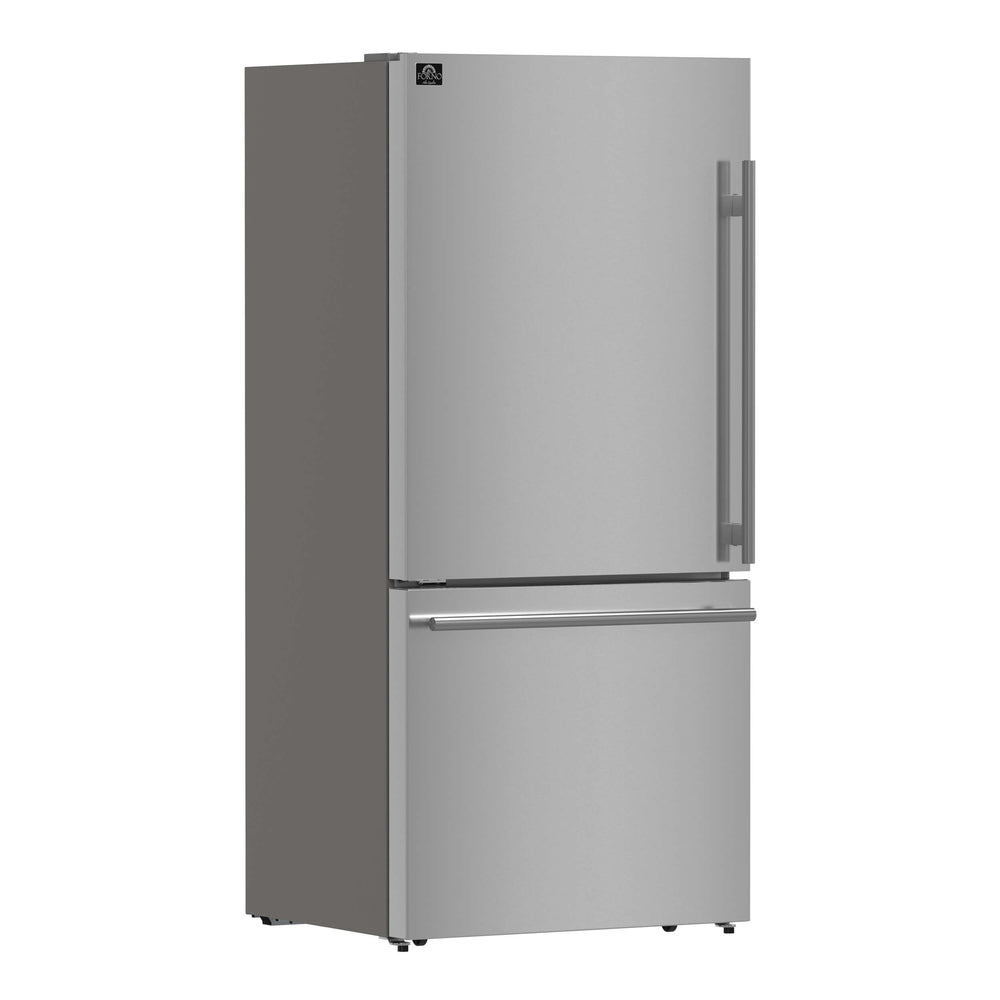 FORNO Milano Espresso 31-Inch Bottom Freezer Refrigerator, 17.2 cu.ft., Built-In Ice Maker, ENERGY STAR - Stainless (FFFFD178631S)