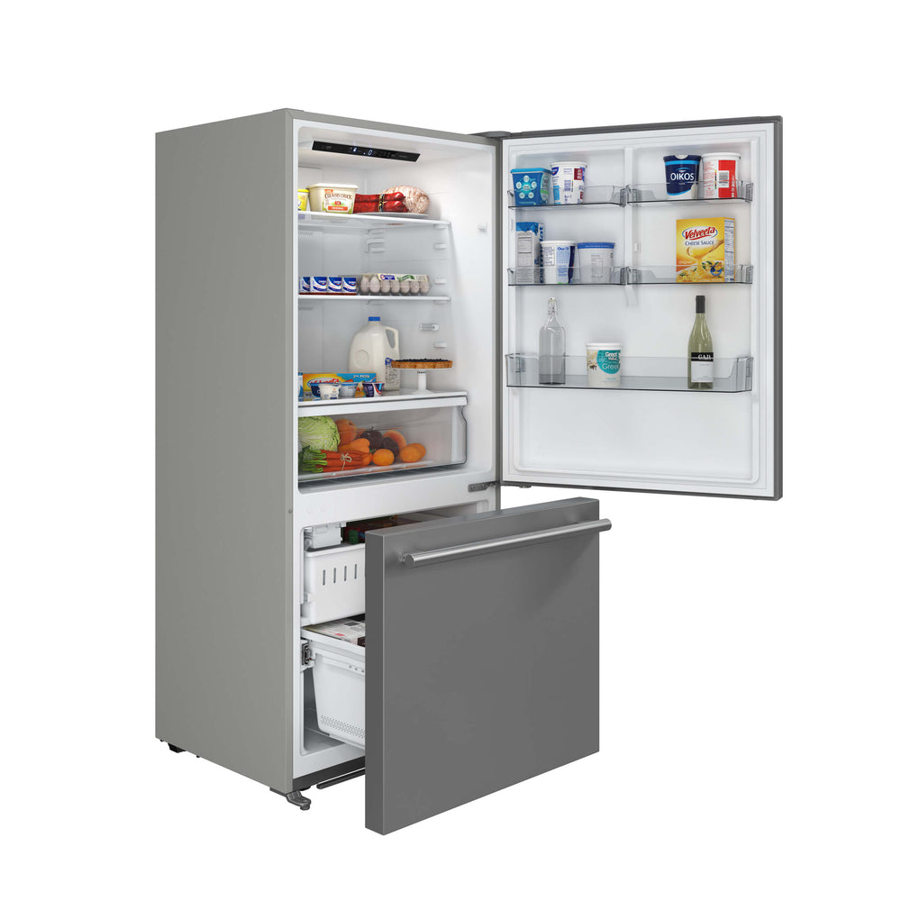 FORNO Milano Espresso 31-Inch Bottom Freezer Refrigerator, 17.2 cu.ft., Built-In Ice Maker, ENERGY STAR - Stainless (FFFFD178631S)