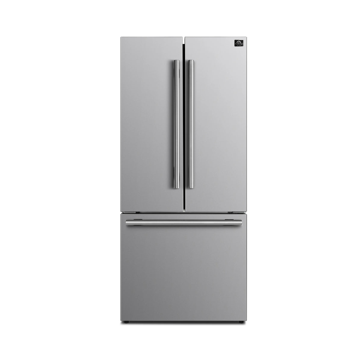 FORNO Gallipoli 30-Inch French Door Refrigerator with Bottom Freezer, 17.5 cu.ft Capacity, Stainless Steel, No Frost Technology, Built-In Ice Maker, Energy Efficient - Stainless Steel (FFFFD197431SB)