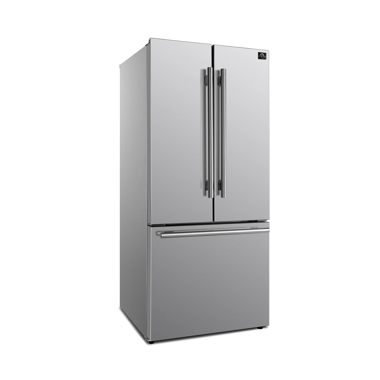 FORNO Gallipoli 30-Inch French Door Refrigerator with Bottom Freezer, 17.5 cu.ft Capacity, Stainless Steel, No Frost Technology, Built-In Ice Maker, Energy Efficient - Stainless Steel (FFFFD197431SB)