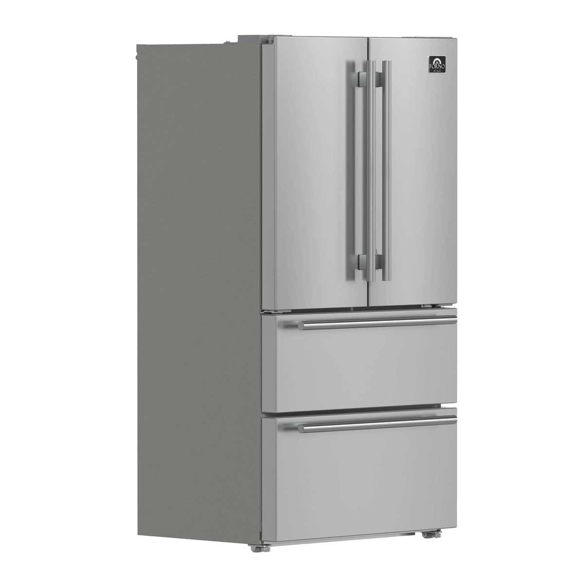 FORNO Moena 36-Inch French Door Refrigerator, 19.2 cu.ft, Counter Depth, Ice Maker, Stainless Steel Interior Panel, ENERGY STAR Certified - Stainless Steel (FFRBI182036SB)