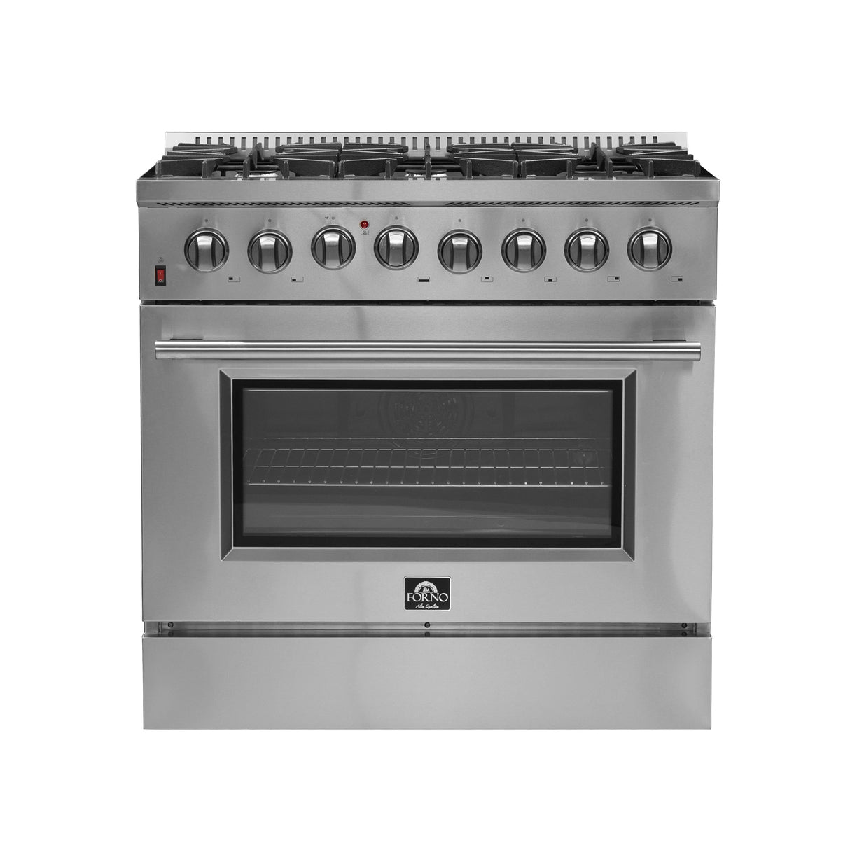 FORNO Galiano 36-Inch Freestanding Dual Fuel Range, 6 Burners, Double Convection Ovens - Stainless Steel (FFSGS615636)