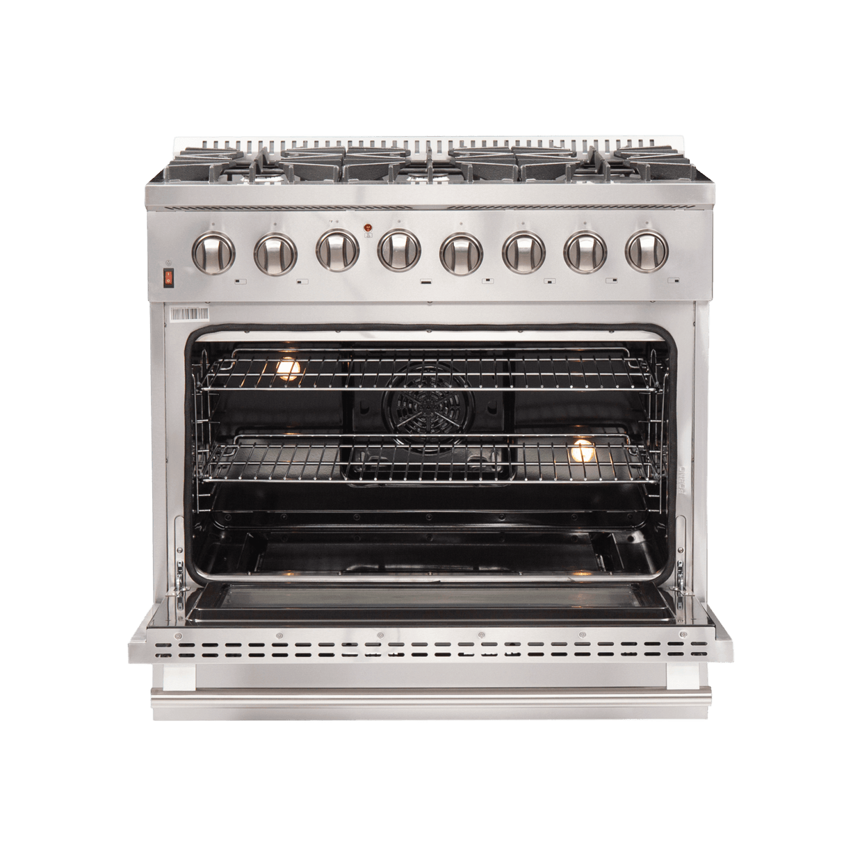 FORNO Galiano 36-Inch Dual Fuel Range , 6 Burners, 5.36 cu.ft. True Convection Oven - Black (FFSGS615636)