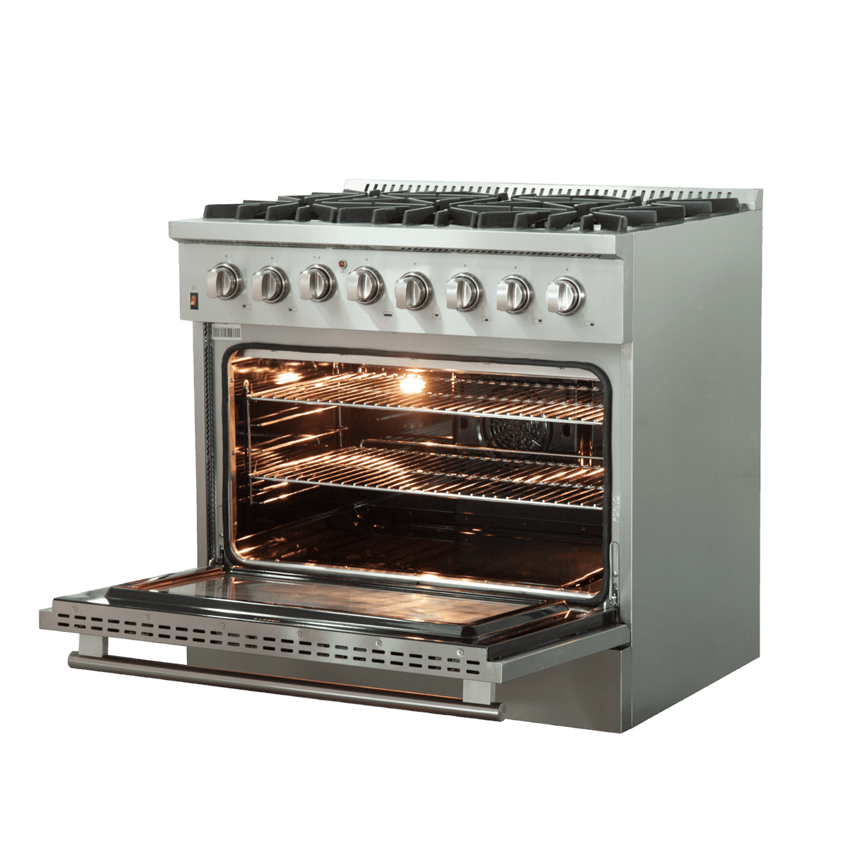 FORNO Galiano 36-Inch Dual Fuel Range , 6 Burners, 5.36 cu.ft. True Convection Oven - Black (FFSGS615636)