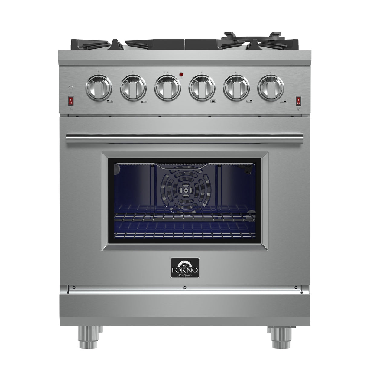FORNO Massimo 30-Inch Freestanding Gas Range, 5 Burners, True Convection Oven - Stainless (FFSGS623930)