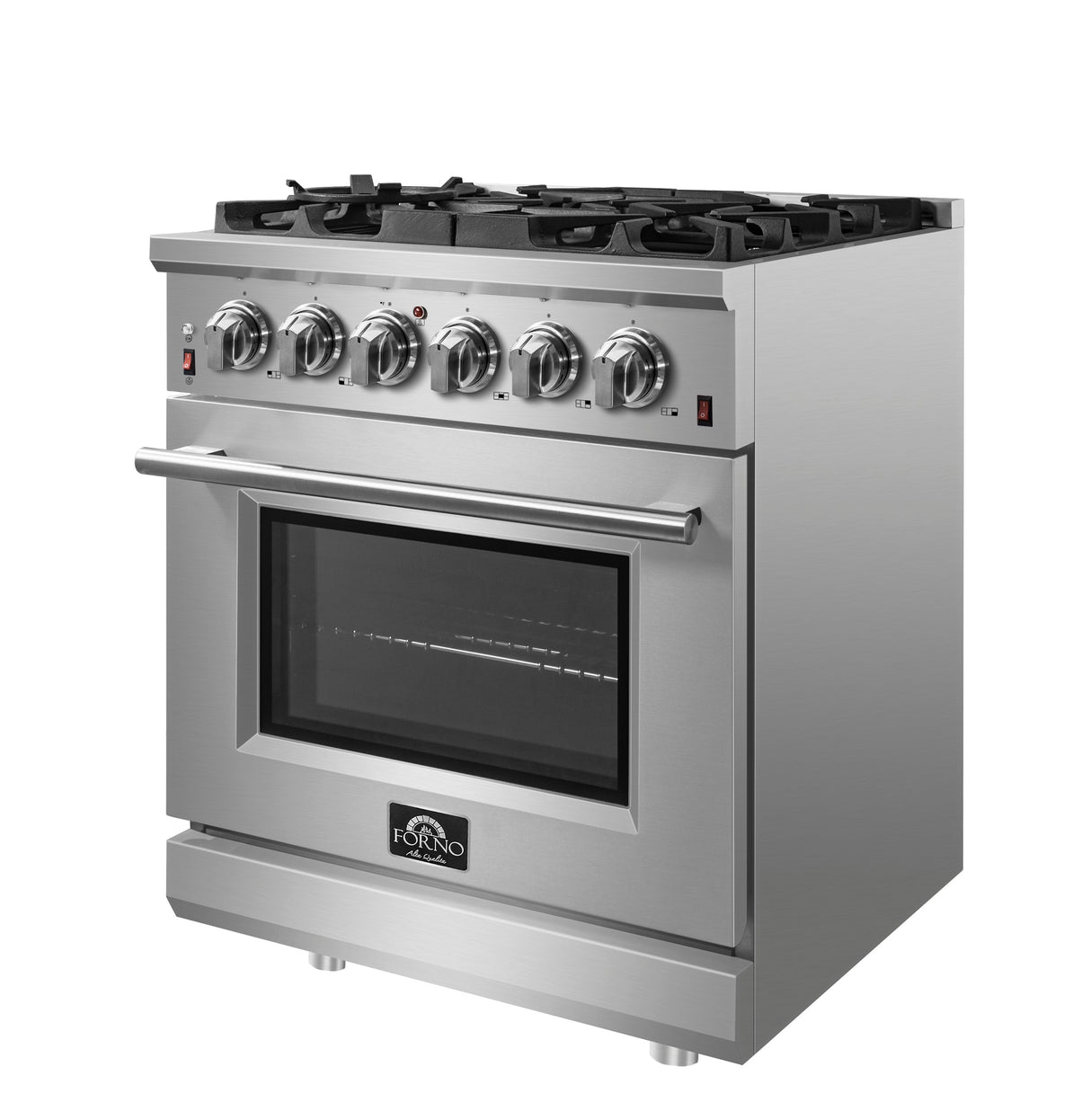 FORNO Massimo 30-Inch Freestanding Gas Range, 5 Burners, True Convection Oven - Stainless (FFSGS623930)