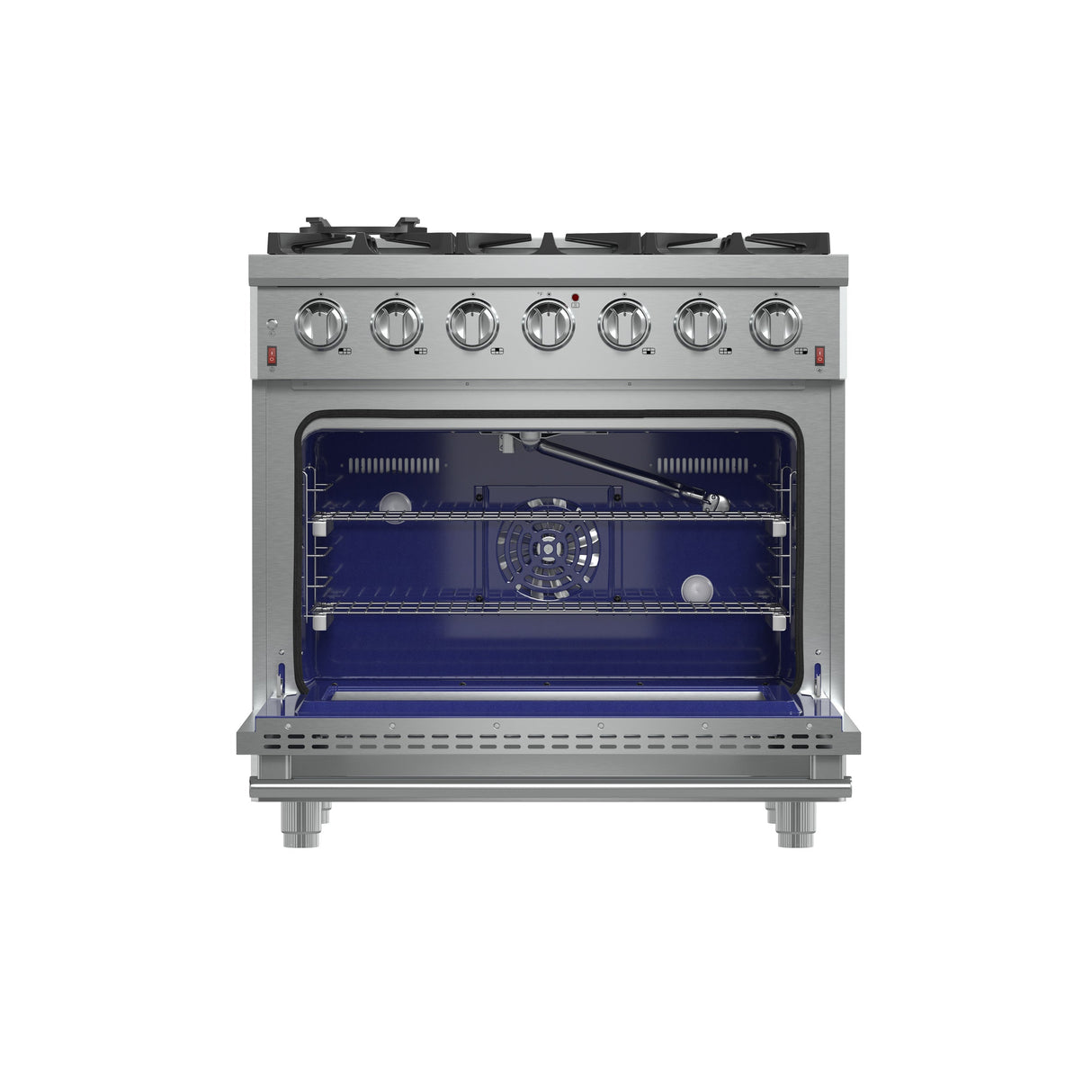 FORNO Massimo 36-Inch Freestanding Gas Range, 6 Sealed Burners, Convection Oven, Energy Efficient - Stainless (FFSGS623936)