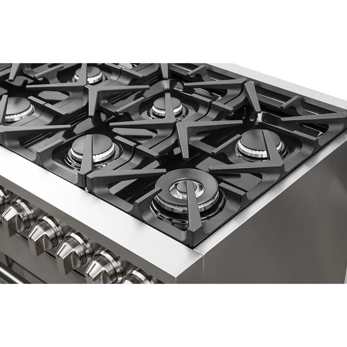 FORNO Massimo 48-Inch Freestanding Gas Range, 8 Burners, True Convection Oven - Stainless Steel (FFSGS623948)