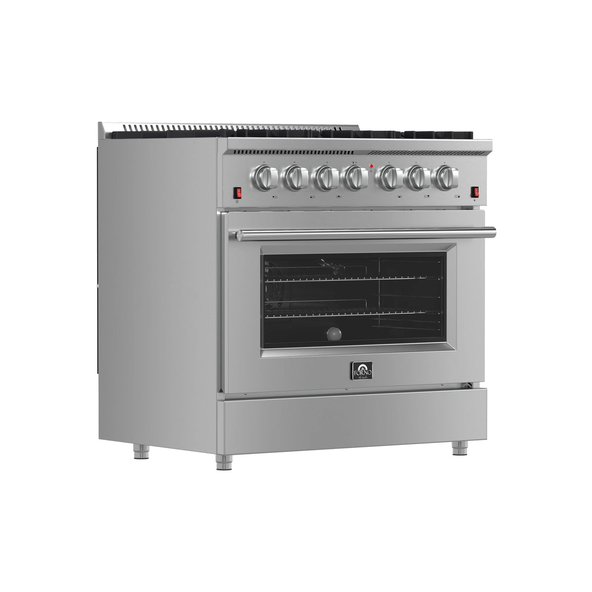 FORNO Galiano 36-Inch Freestanding Gas Range, Stainless Steel, 6 Burners, Energy Efficient - Stainless Steel (FFSGS624436)