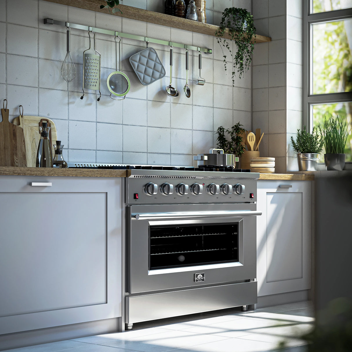 FORNO Galiano 36-Inch Freestanding Gas Range, Stainless Steel, 6 Burners, Energy Efficient - Stainless Steel (FFSGS624436)