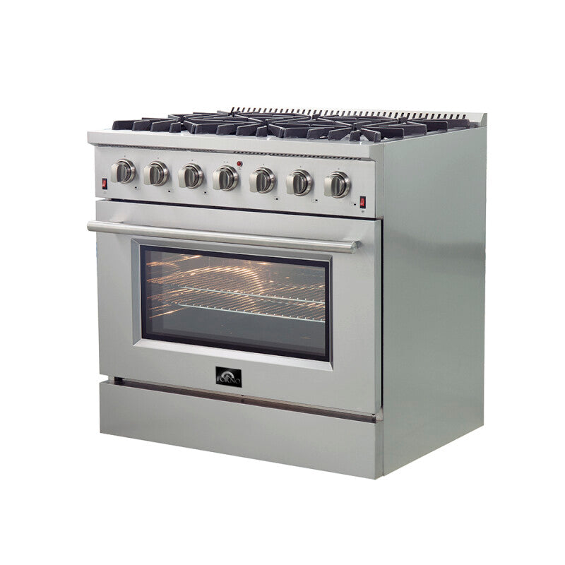 FORNO 36″ Galiano Gas Range 6 Sealed Burners - Stainless (FFSGS624436)