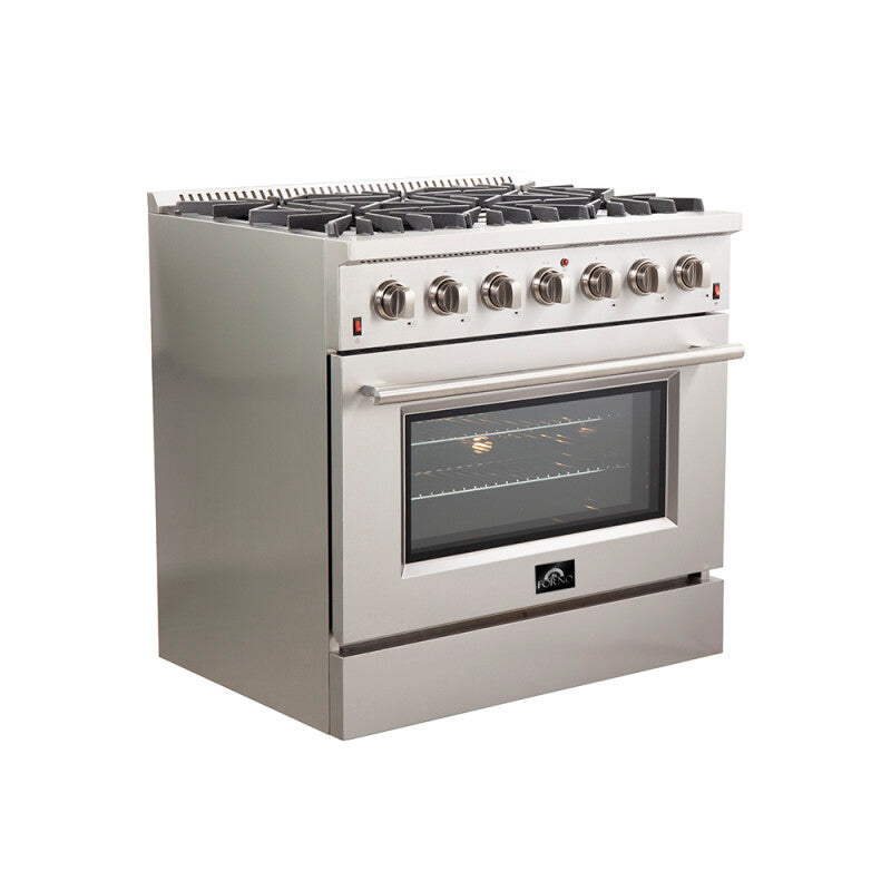 FORNO 36″ Galiano Gas Range 6 Sealed Burners - Stainless (FFSGS624436)