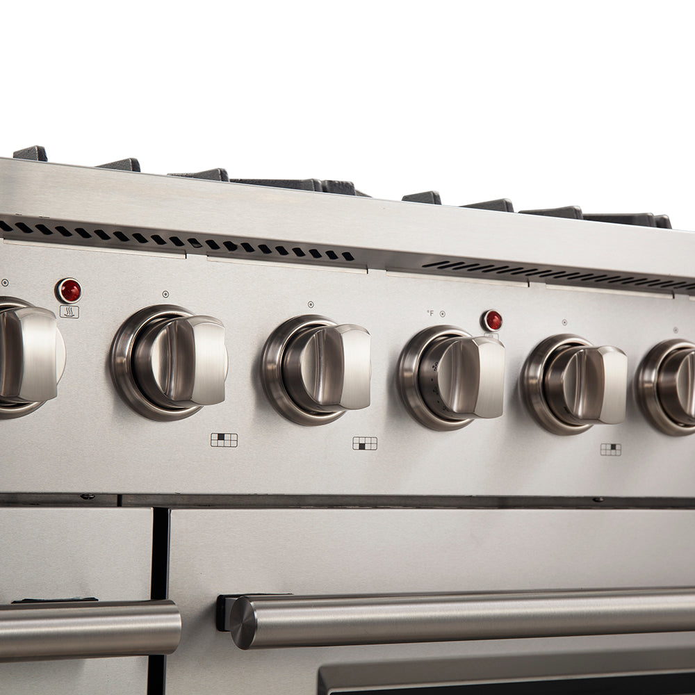FORNO Galiano 48-Inch Freestanding Gas Range, , 8 Burners, 107,000 BTU, Griddle, Double Ovens, Energy Efficient - Stainless (FFSGS624448)