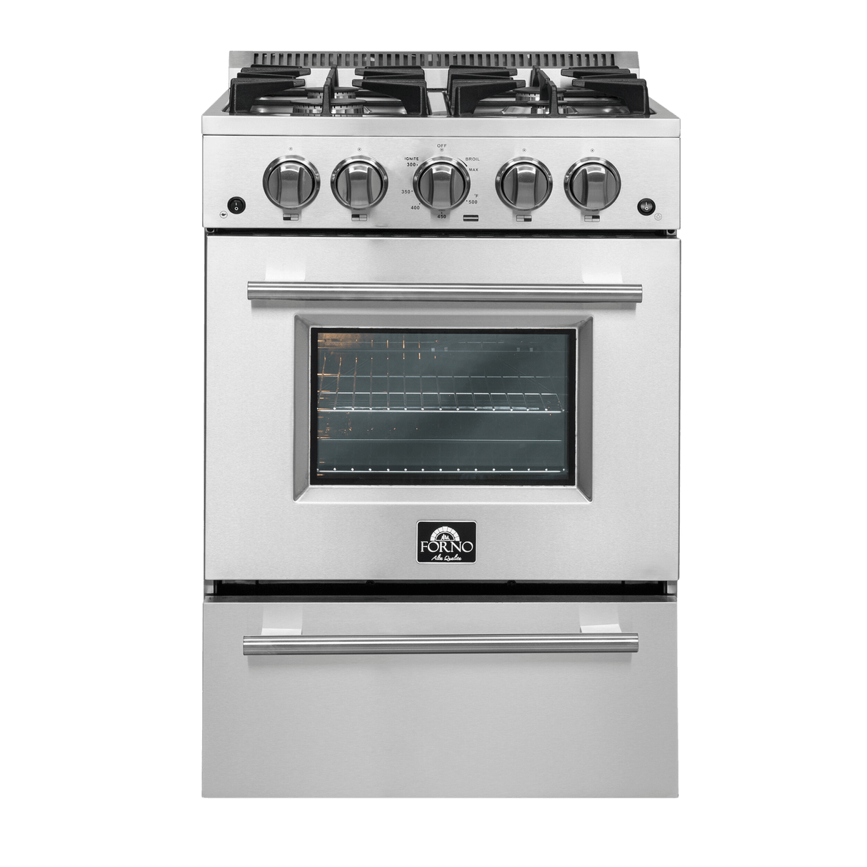 FORNO Breno 24″ Freestanding Gas Range - Stainless (FFSGS627224)