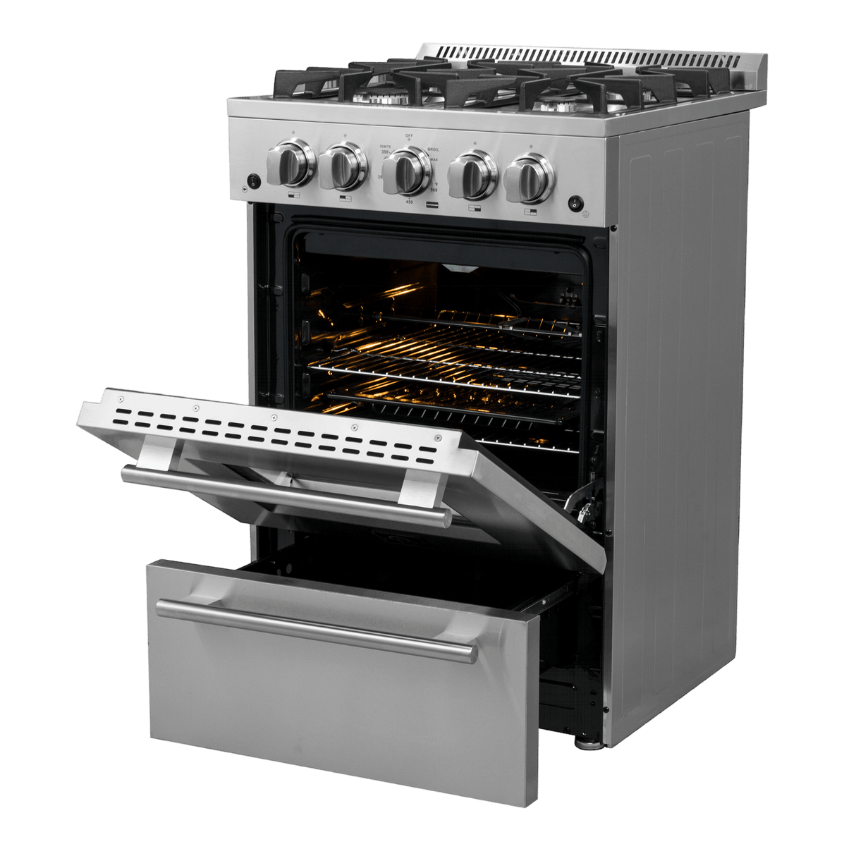 FORNO Breno 24″ Freestanding Gas Range - Stainless (FFSGS627224)